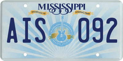 MS license plate AIS092
