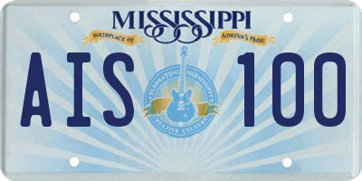 MS license plate AIS100