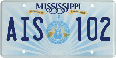 MS license plate AIS102