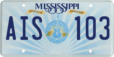MS license plate AIS103