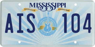 MS license plate AIS104