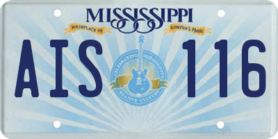 MS license plate AIS116
