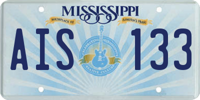 MS license plate AIS133
