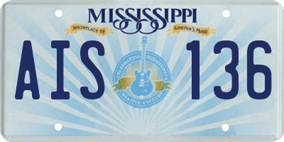 MS license plate AIS136