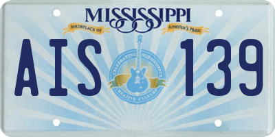 MS license plate AIS139