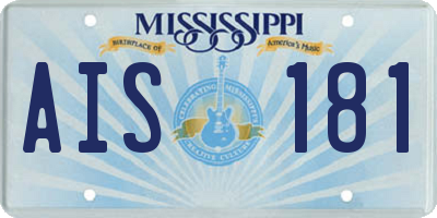 MS license plate AIS181