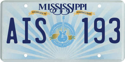 MS license plate AIS193