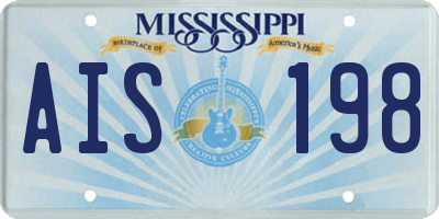 MS license plate AIS198