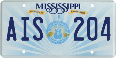 MS license plate AIS204