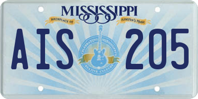 MS license plate AIS205