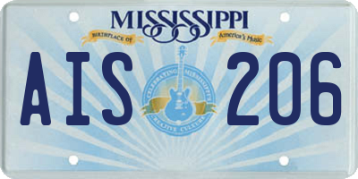 MS license plate AIS206