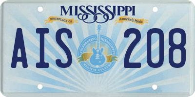 MS license plate AIS208