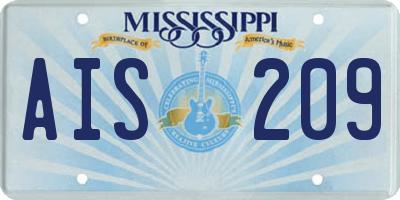 MS license plate AIS209