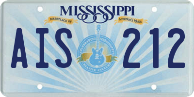 MS license plate AIS212