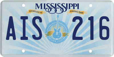 MS license plate AIS216