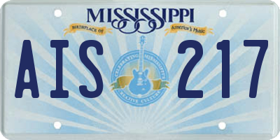 MS license plate AIS217