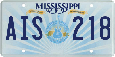 MS license plate AIS218