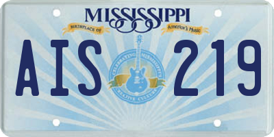 MS license plate AIS219