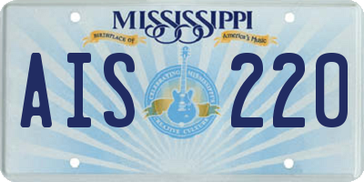 MS license plate AIS220