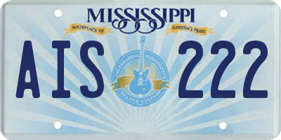 MS license plate AIS222