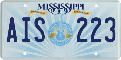 MS license plate AIS223