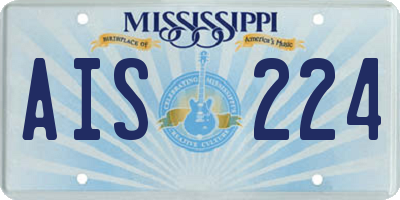MS license plate AIS224