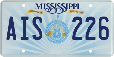 MS license plate AIS226