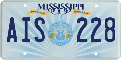 MS license plate AIS228