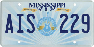 MS license plate AIS229