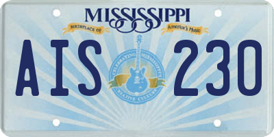 MS license plate AIS230