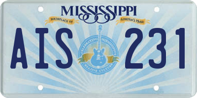 MS license plate AIS231
