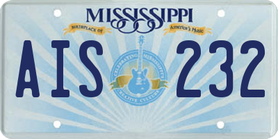 MS license plate AIS232