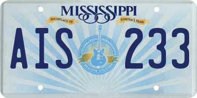 MS license plate AIS233