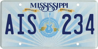 MS license plate AIS234