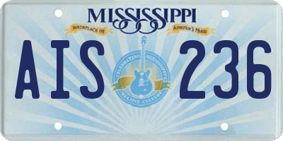 MS license plate AIS236