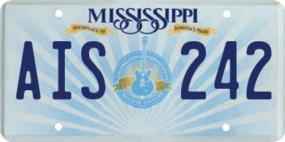 MS license plate AIS242