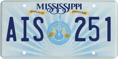MS license plate AIS251