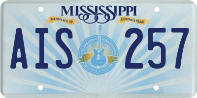 MS license plate AIS257