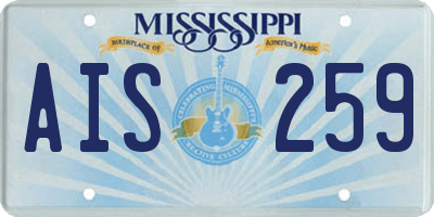 MS license plate AIS259