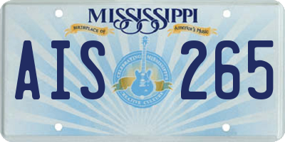 MS license plate AIS265