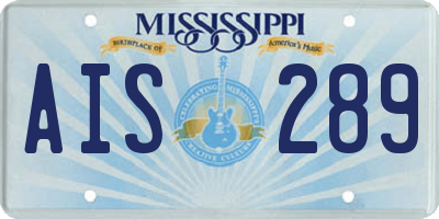 MS license plate AIS289