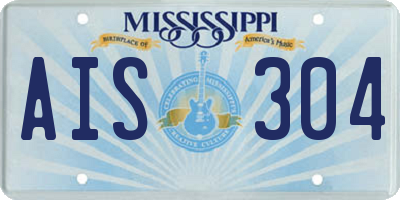 MS license plate AIS304