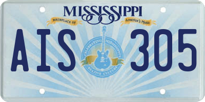 MS license plate AIS305