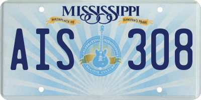 MS license plate AIS308