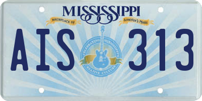 MS license plate AIS313