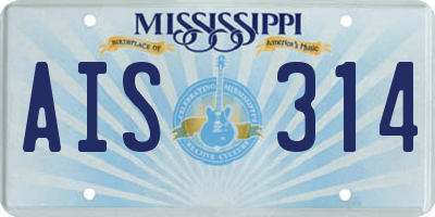 MS license plate AIS314