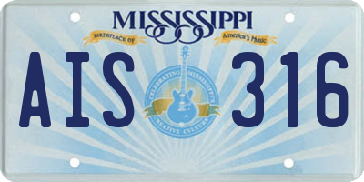 MS license plate AIS316
