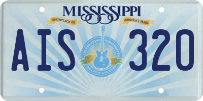 MS license plate AIS320