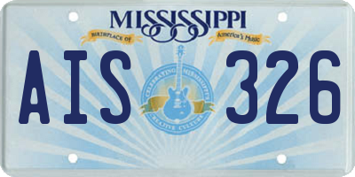 MS license plate AIS326