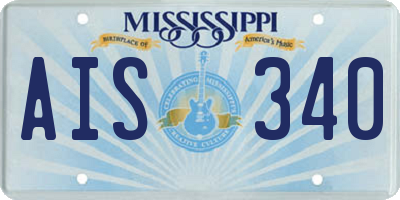 MS license plate AIS340